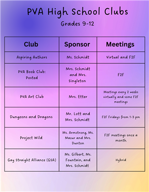 PVA High School Clubs